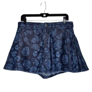 Pilcro High-Rise Swing Shorts Denim Floral Print Loose Wide‎ Leg Shorts Size 30